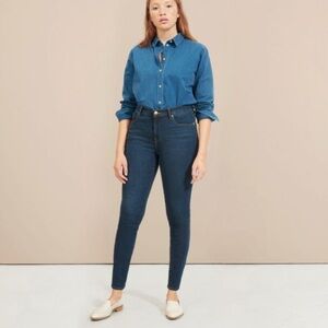 NWOT Everlane The Authentic Stretch Mid-Rise Skinny Jeans -Dark Blue Wash -sz 31